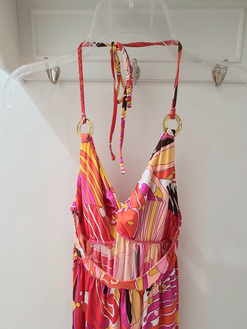 Trina Turk "Bali Waves" Cover-up Maxi Dress Pink Multi Sz XS - Picture 8 of 9